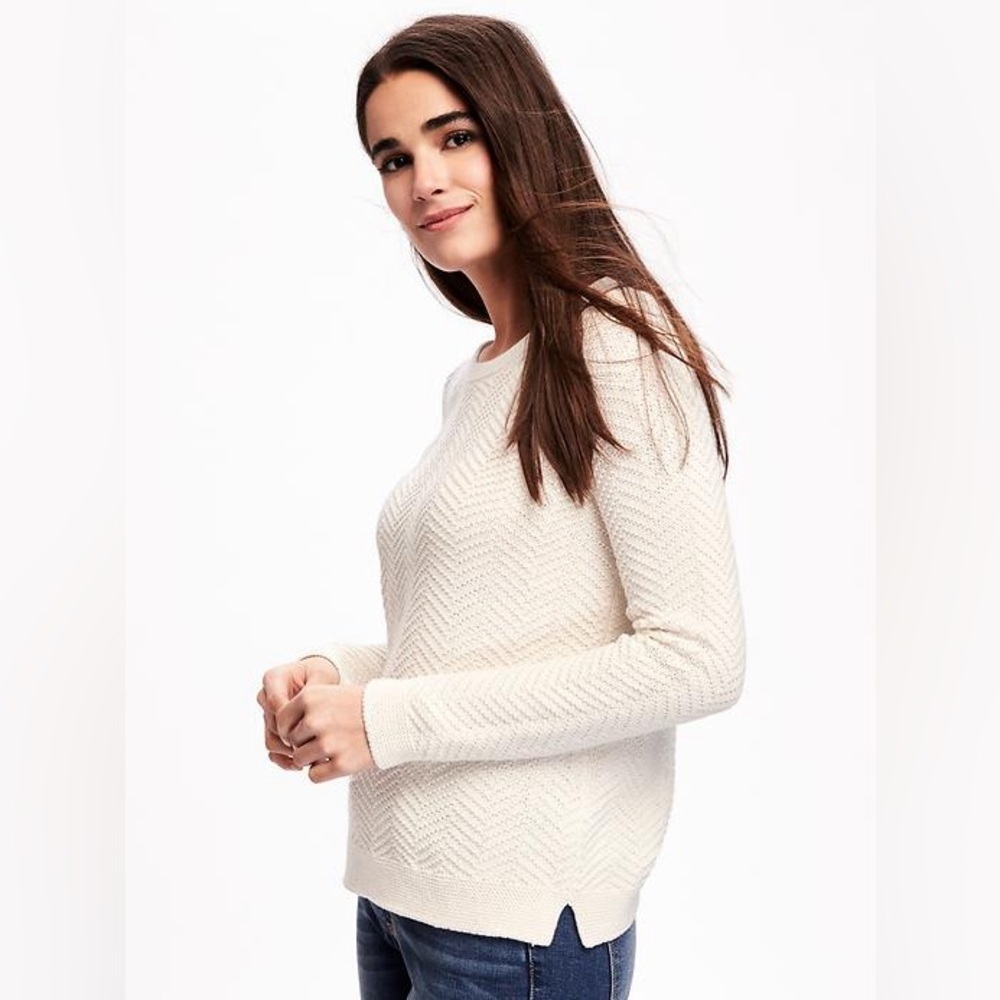 Old Navy Cream Textured Crewneck Sweater Sz XXL